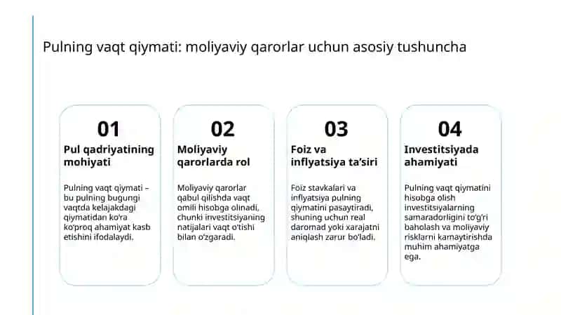 Investitsiyalashni baholash (pulning vaqt qiymati) 3