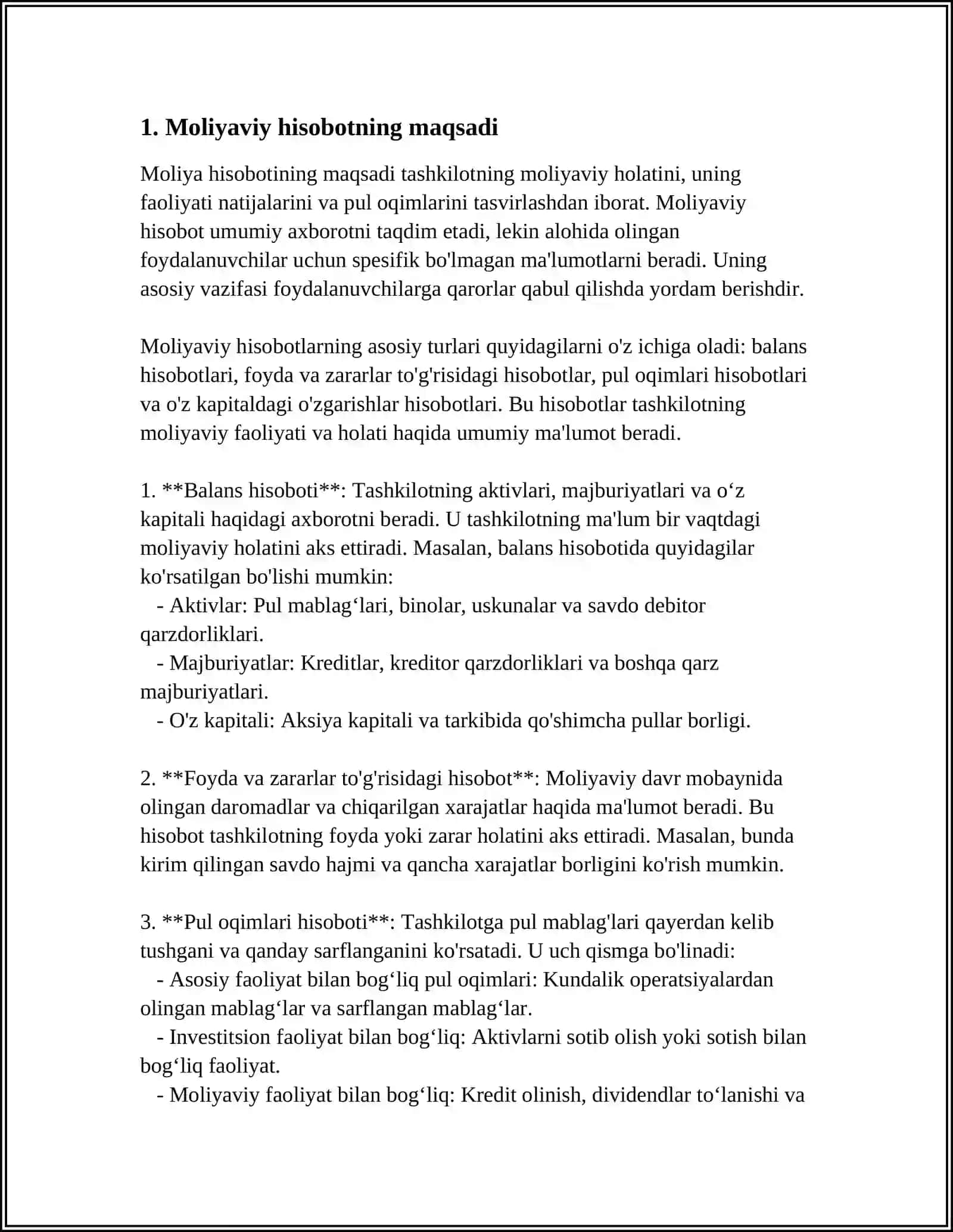 MOLIYAVIY HISOBOTNI TUZISHGA TAYYORGARLIK KÒRISH TARTIBI 3