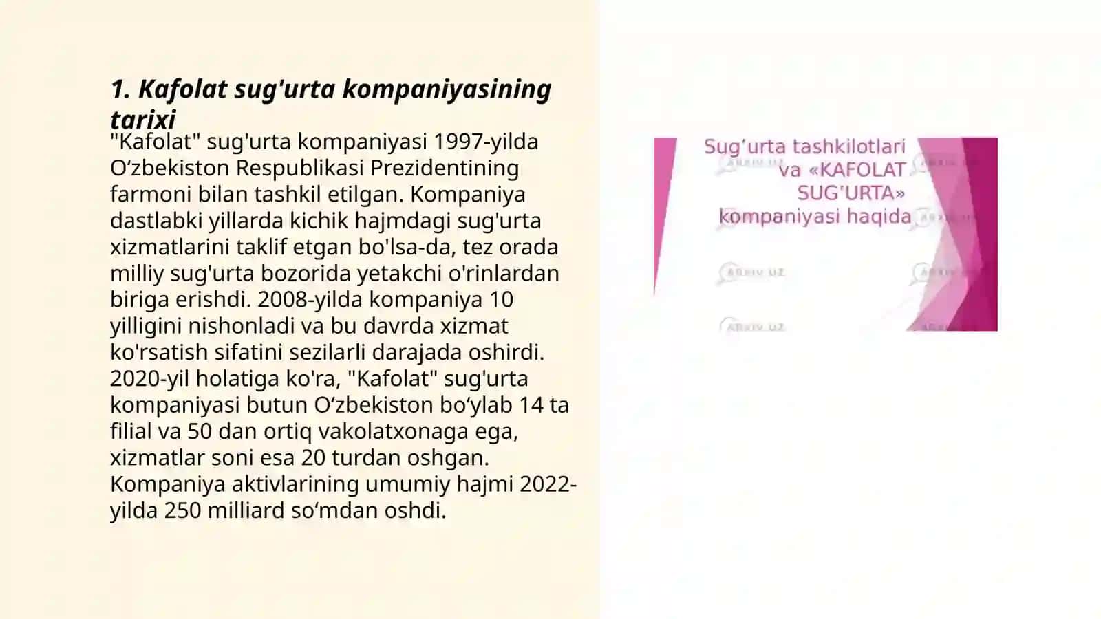 Kafolat sug'urta kompaniyasi haqida va uning SWOT tahlil 3