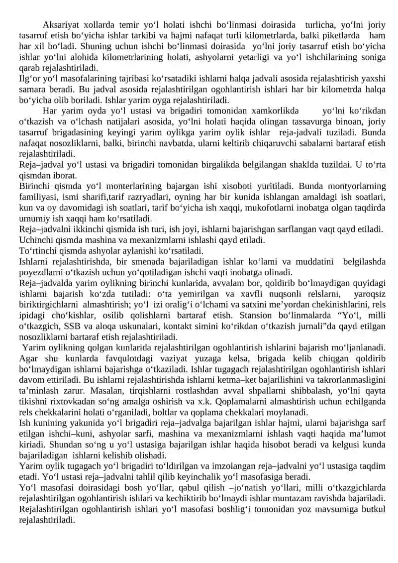 Temir yo‘l, qurilma va inshootlarning texnik holatini nazorat etish va xisobotini yuritish xujjatlari 3