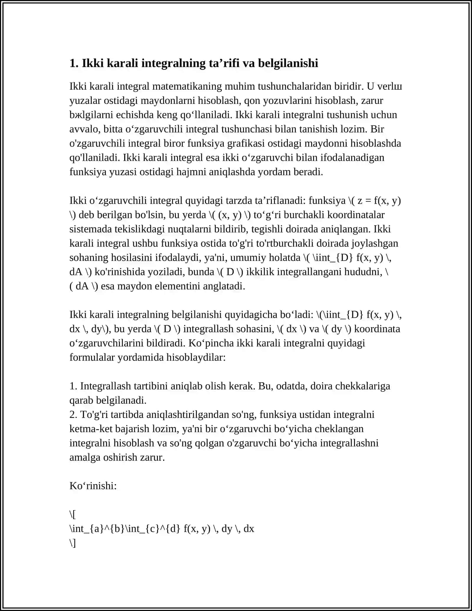 IKKI KARALI INTEGRALAR 3