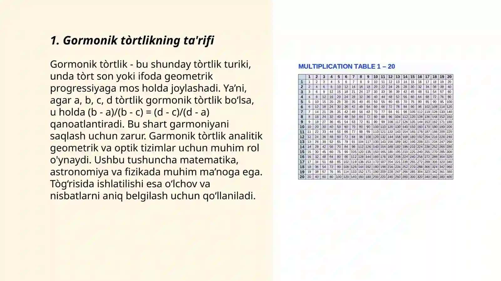 Nuqtalarning gormonik tòrtligi.Tòliq tòrt uchlikning gormonik xossalari 3
