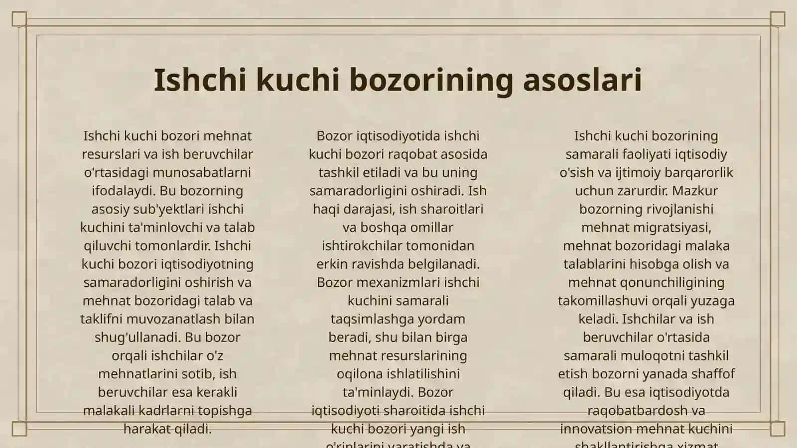 OʻZBEKISTONDA BOZOR IQTISODIYOTIGA OʻTISH DAVRIDA ISHCHI KUCHI BOZORINI SHAKLLANTIRISH, ISHSIZLARNI IJTIMOIY HIMOYA QILISH BORASIDA DAVLATNING TADBIRLARI 3