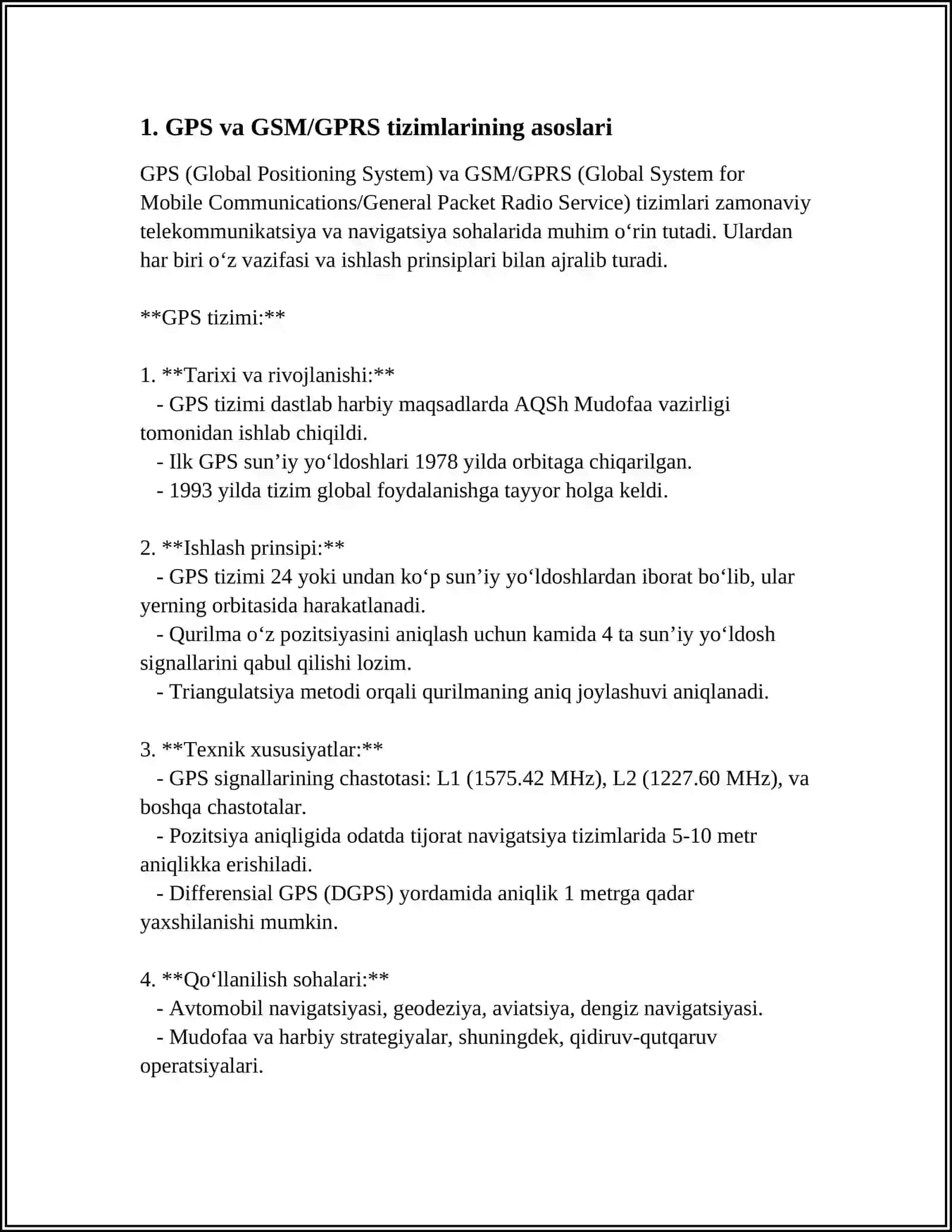GPS - GSM / GPRS TIZIMLARI 3