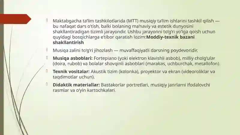 MTT da musiqiy ta’lim berish metodikasi bo’yicha ishlarni tashkil etish 3