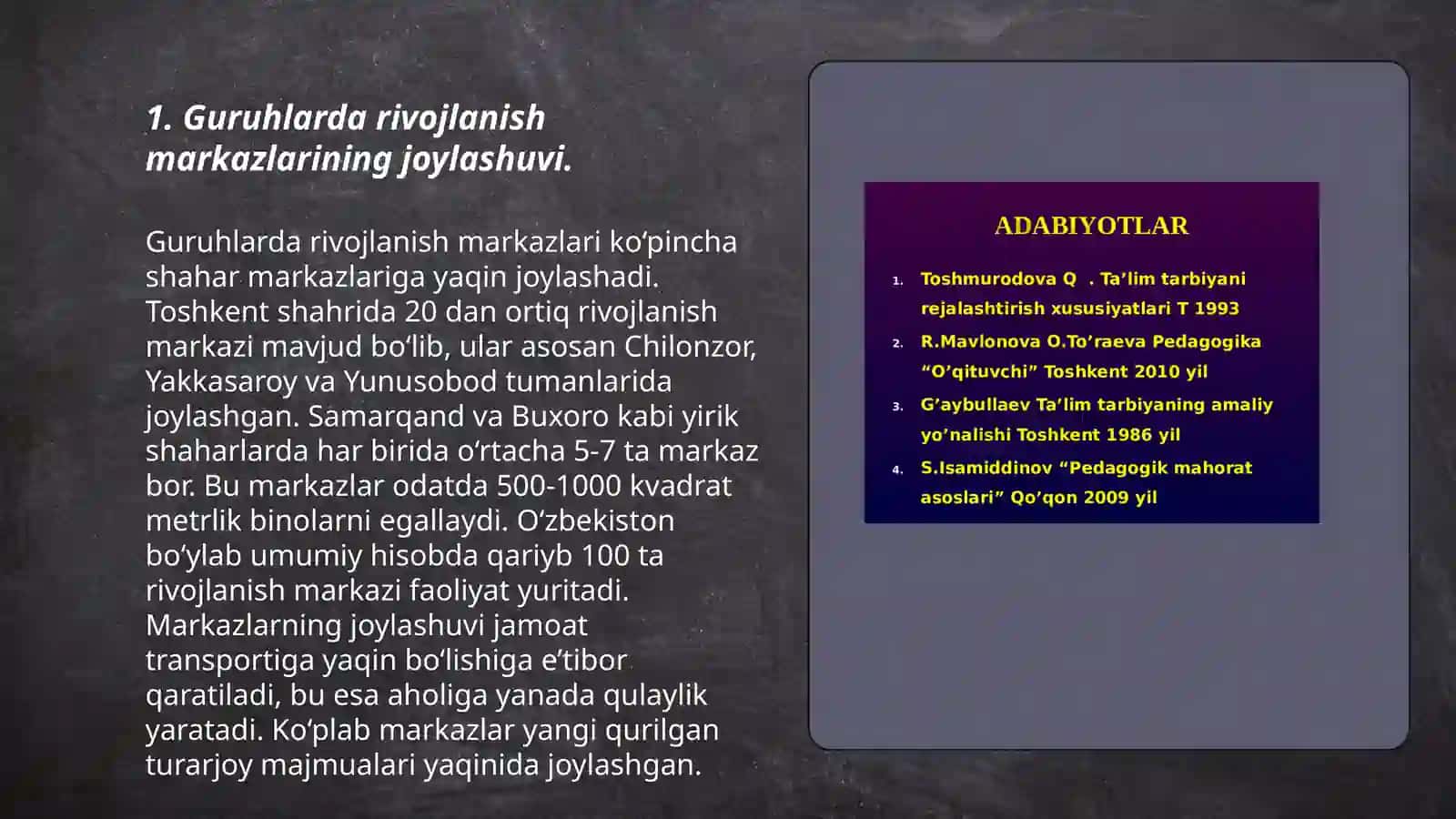 Guruhlarda rivojlanish markazlarining joylashuvi 3