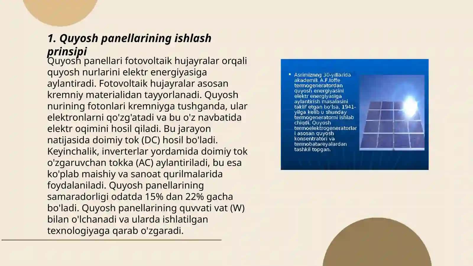 Quyosh energiyasidan foydalanish 3