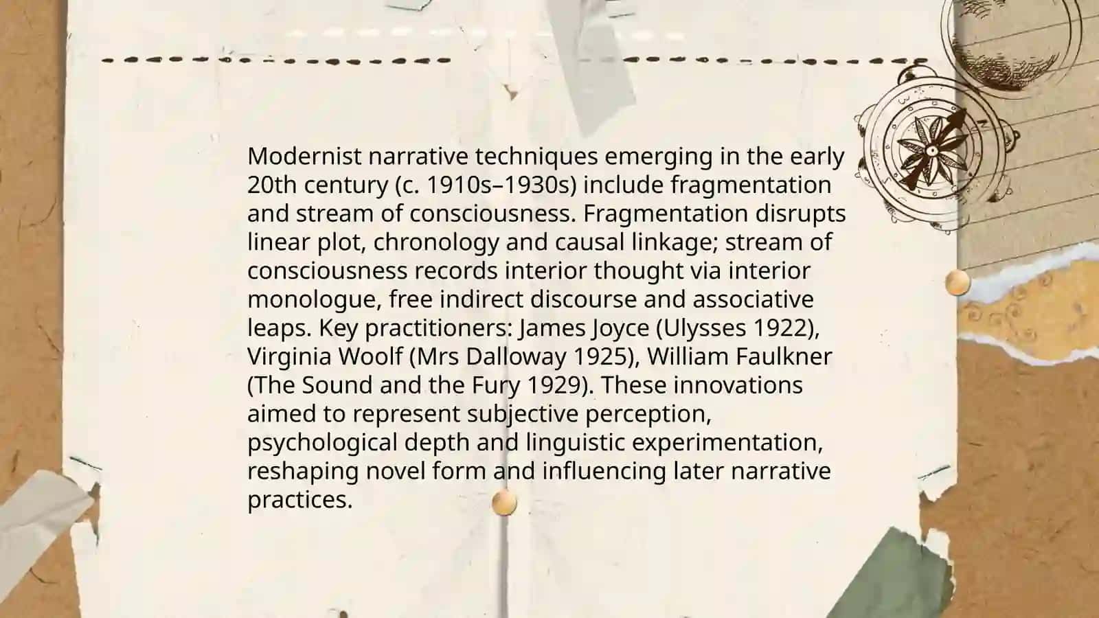 Emergence of Modernist narrative techniques: fragmentation and stream of consciousness 3