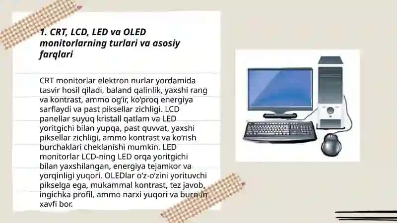 Monitor va sichqoncha qurilamalarining turlari va vazifalari 3