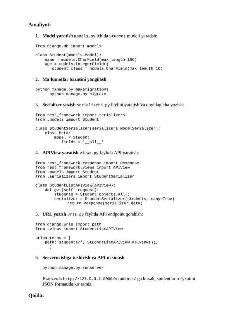 Django Rest Framework (DRF) Intensiv Kursi 3