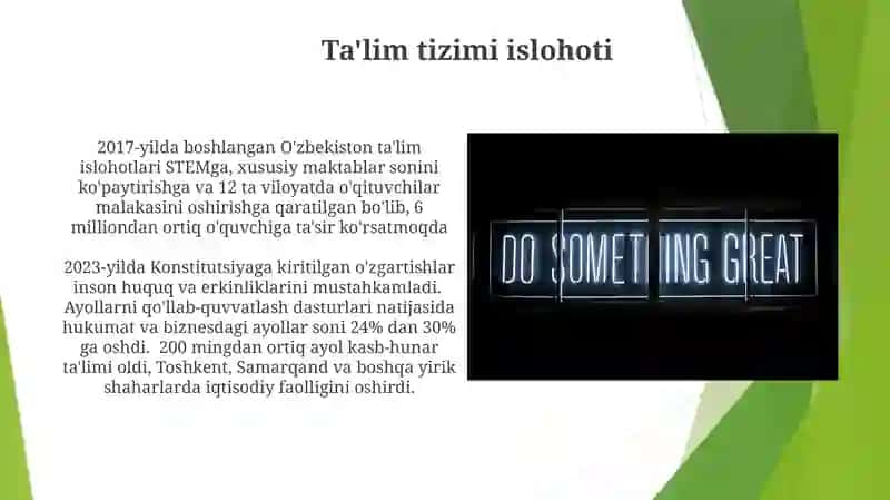 O'zbekistonda ijtimoiy sohada amalga oshirilayotgan o'zgarishlar mazmuni va mohiyati 3