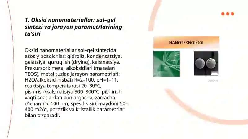 Nanokimyo va nanotexnologiya. Oksid nanomateriallar. 3