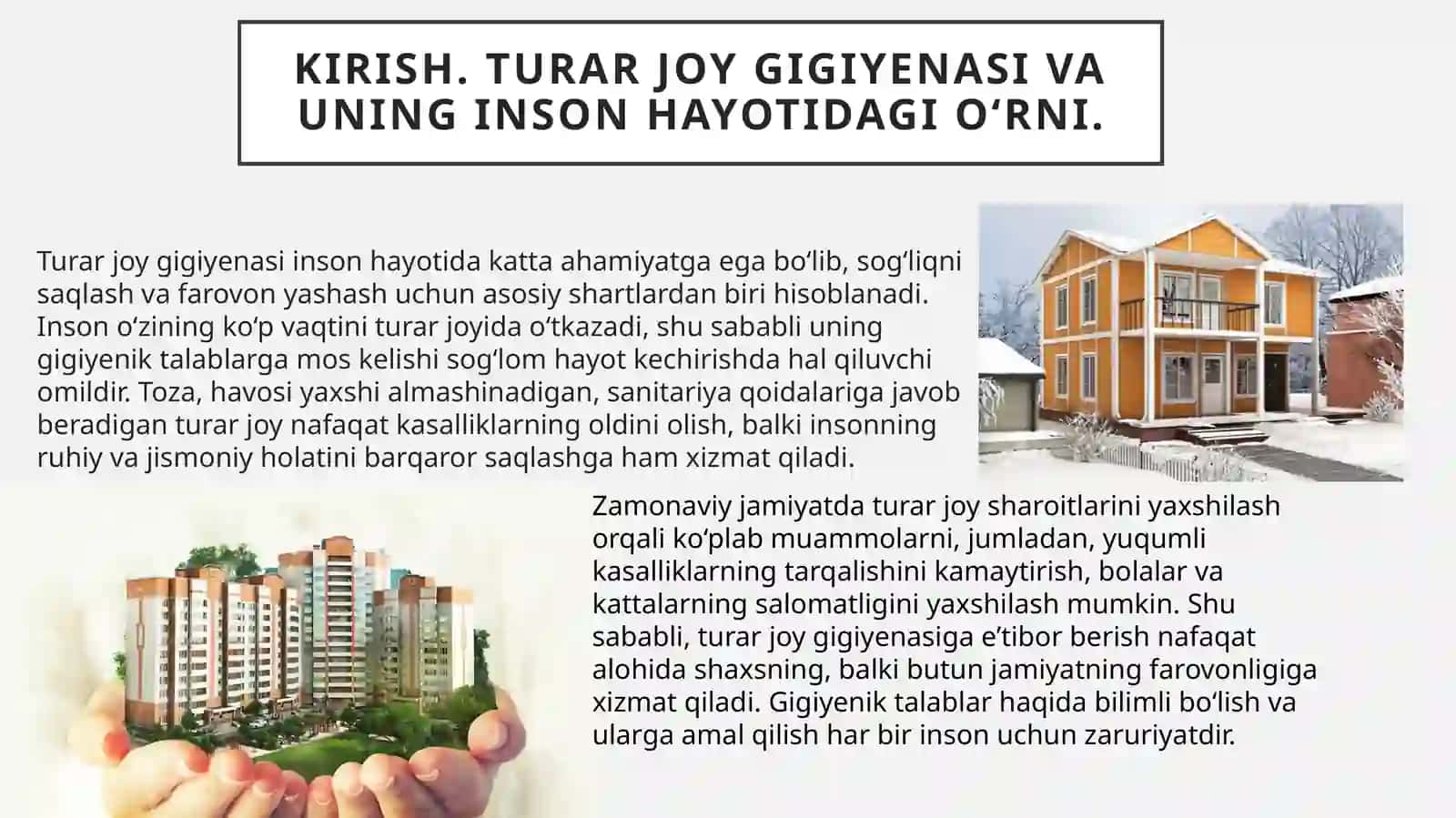 Turar joy gigiyenasi va uning inson hayotidagi o‘rni 3