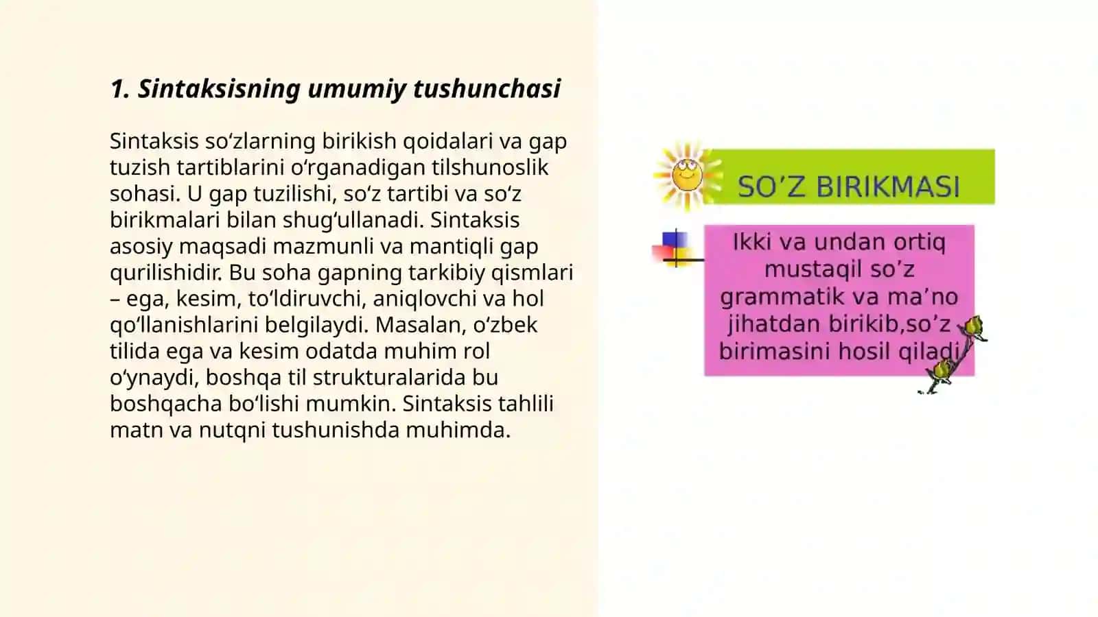 Sintaksis. Teng birikma va Tobe birikma 3