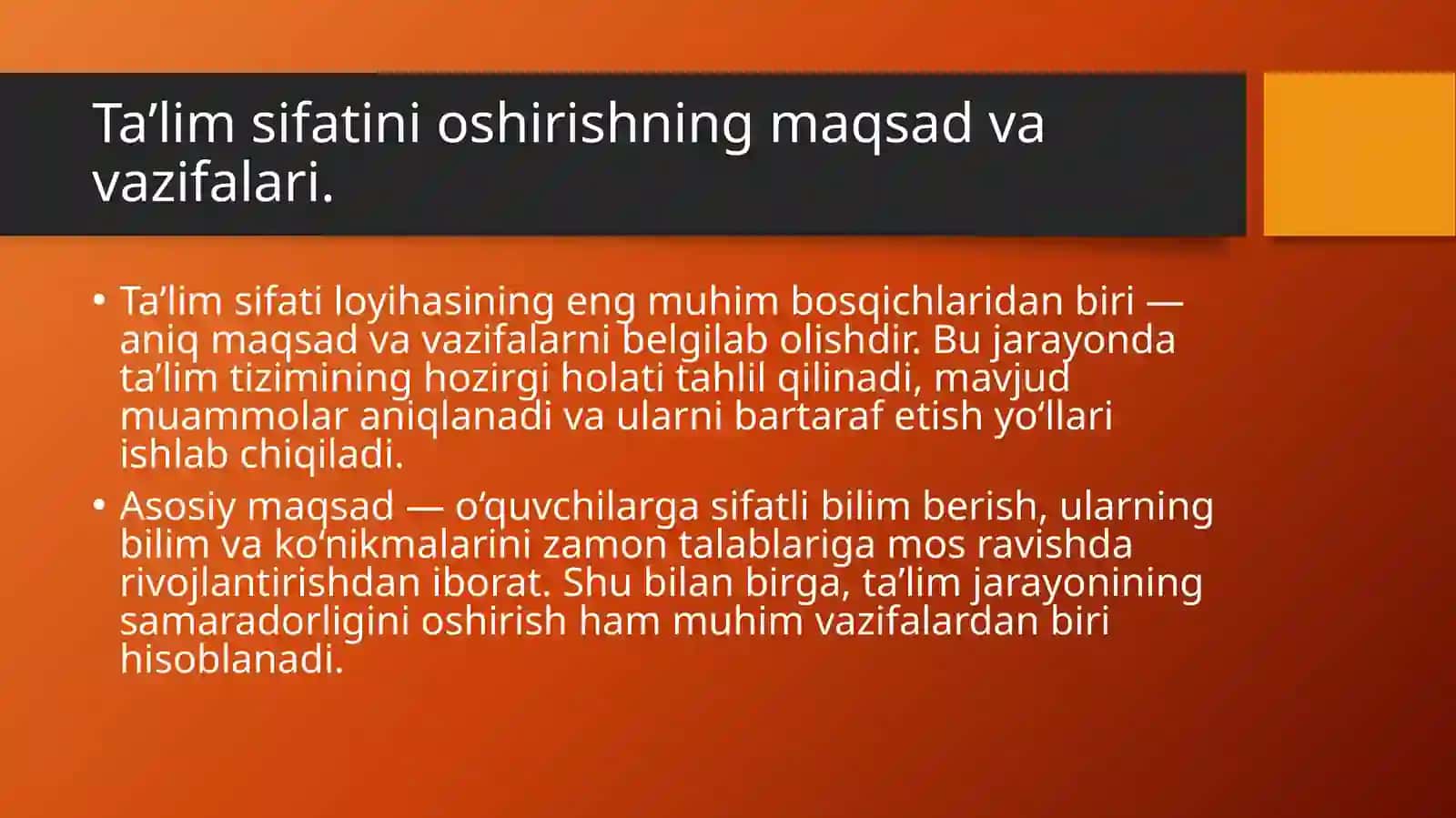 Talim sifati loyixasining asosiy vazifalari 3