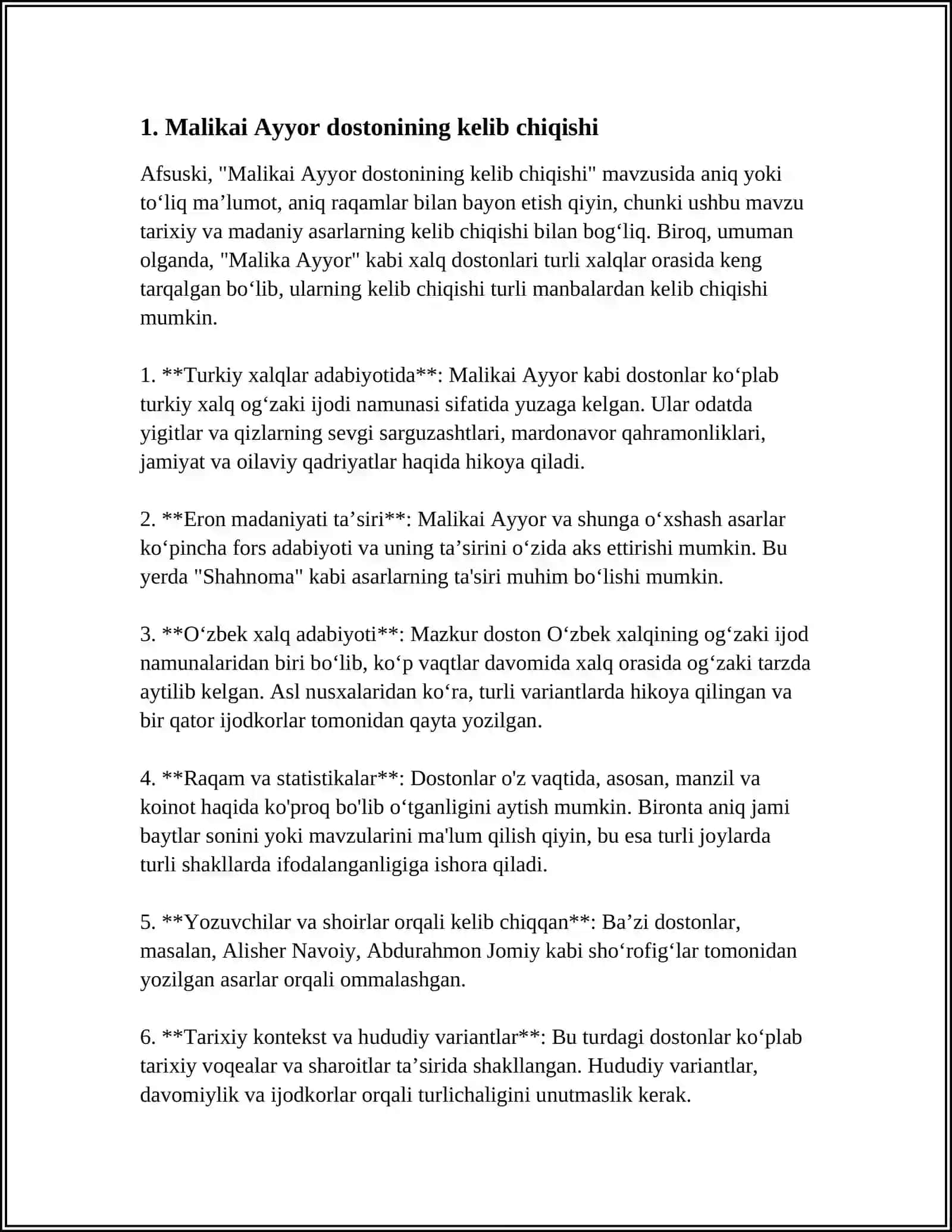 MALIKAI AYYOR DOSTONI HAQIDA REFERAT YOZISH 3