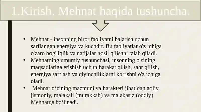 Mehnat og`irligining toifalari 3