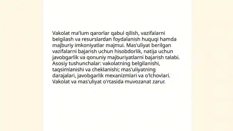 Vakolat va mas'uliyat tushunchalari 3