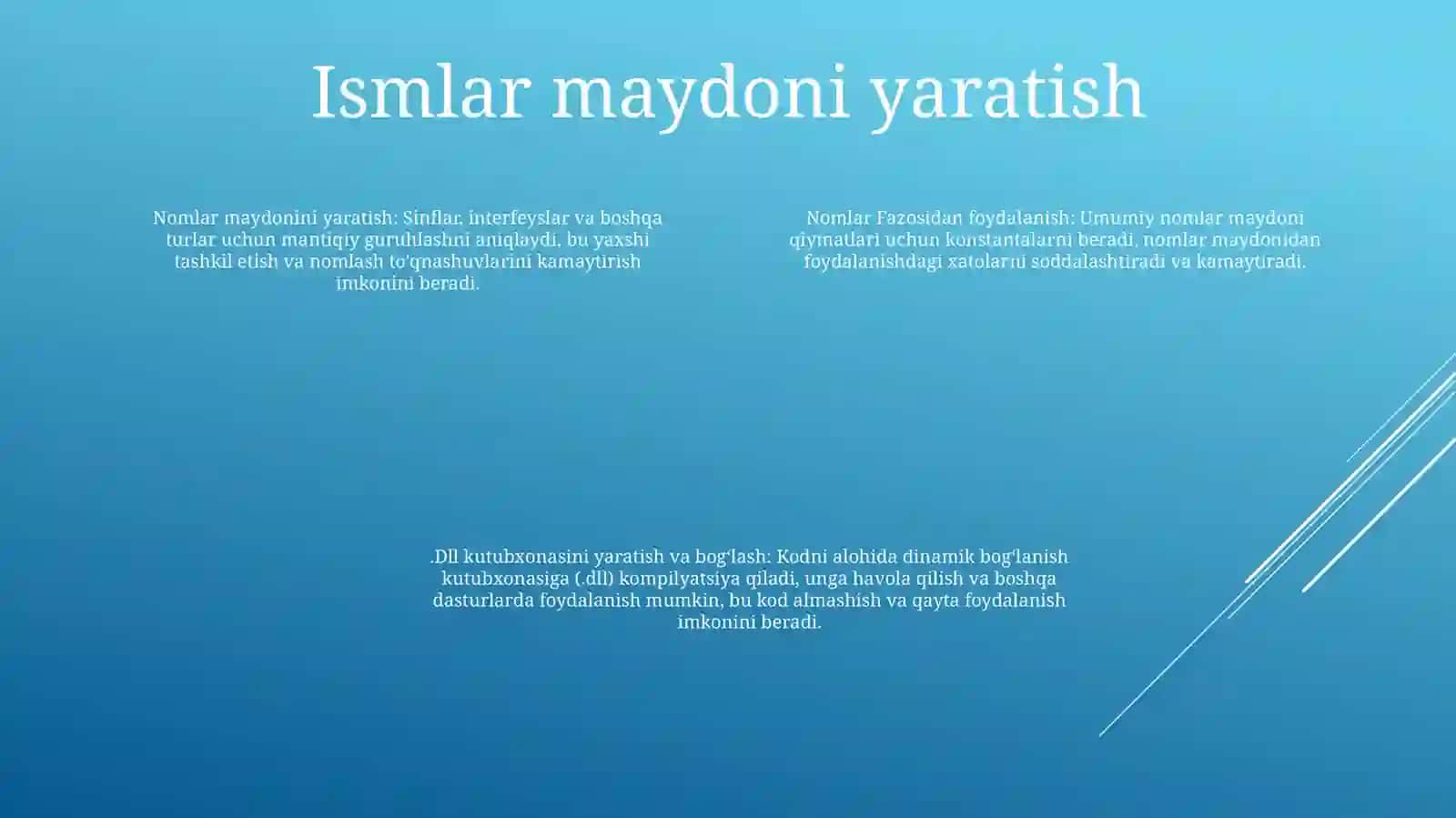 Nomlar Fazosidan Foydalanish. Dll Kutubxona Yaratish Va BogʻLash 3
