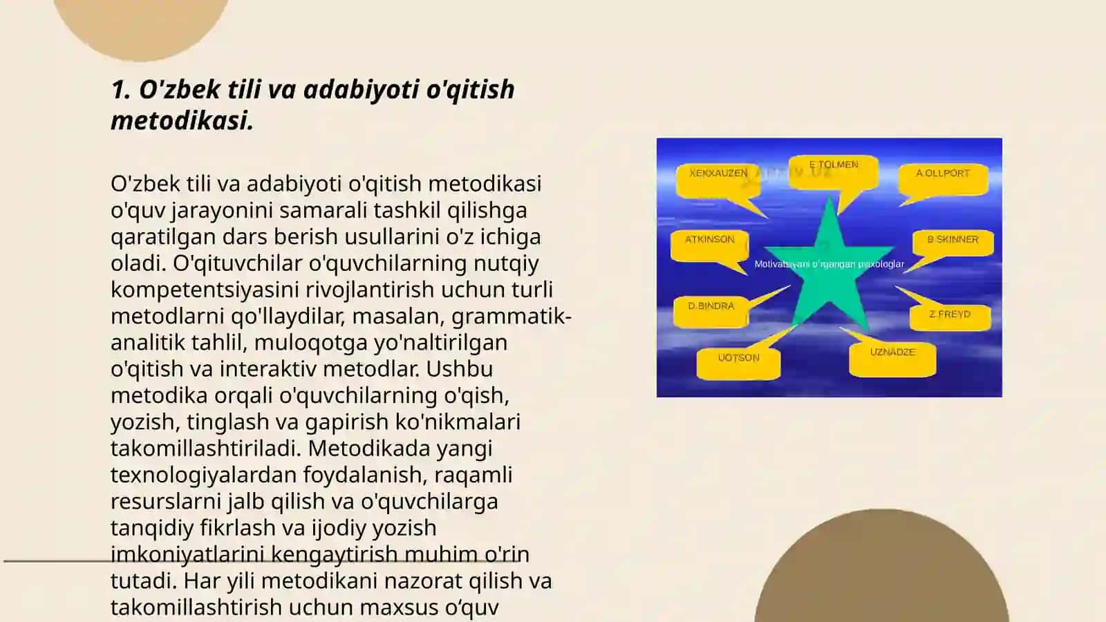 O'zbek tili o'qitish metodikasi" fanining boshqa fanlar bilan aloqadorligi 3
