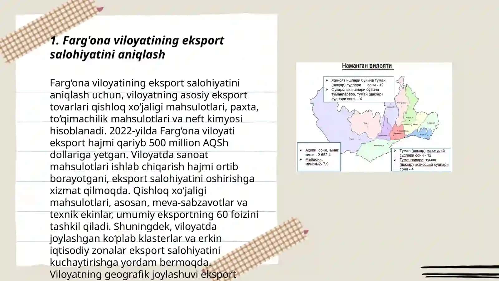 Farg'ona viloyati hududlarining eksport salohiyati,mohiyati va uni baholash omillar 3
