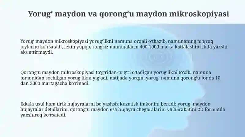 Zamonaviy mikroskoplar:Yorug' va qorong'u maydonli fazakontrast 3