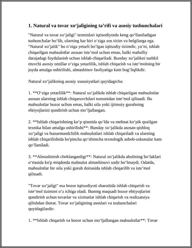 NATURAL VA TOVAR XOʻJALIGI ULARNING BELGILARI VA MOHIYATI 3