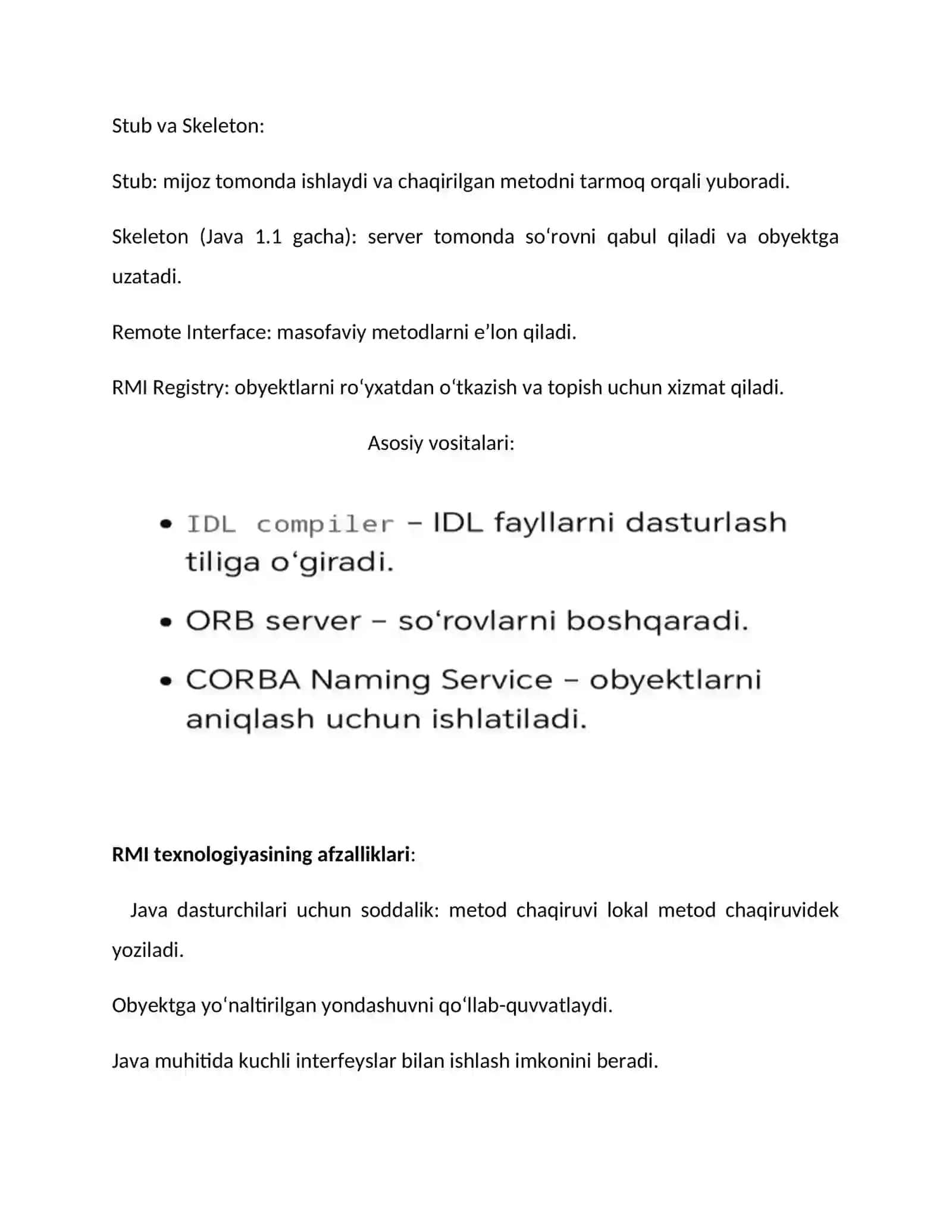RMI va CORBI taqsimlangan tarmoqlarning vositalari va modellari 3