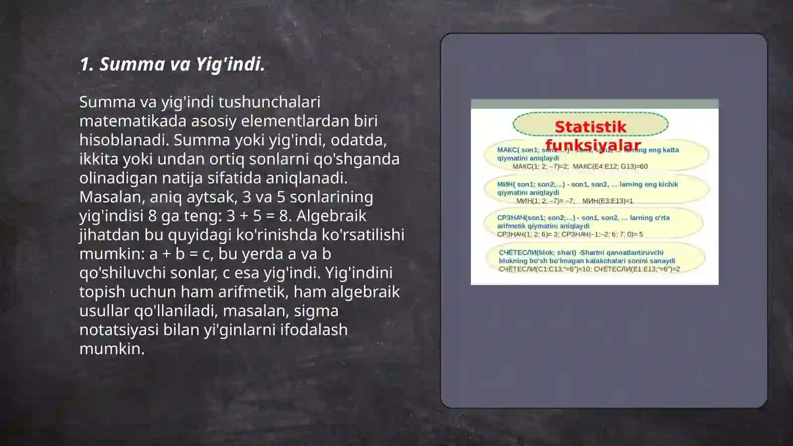 MS Excelda matematik funksiyalardan foydalanib masalalar ishlash 3