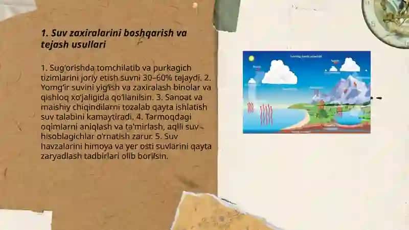 Suv zaxiralarini boshqarish va tejash usullari 3