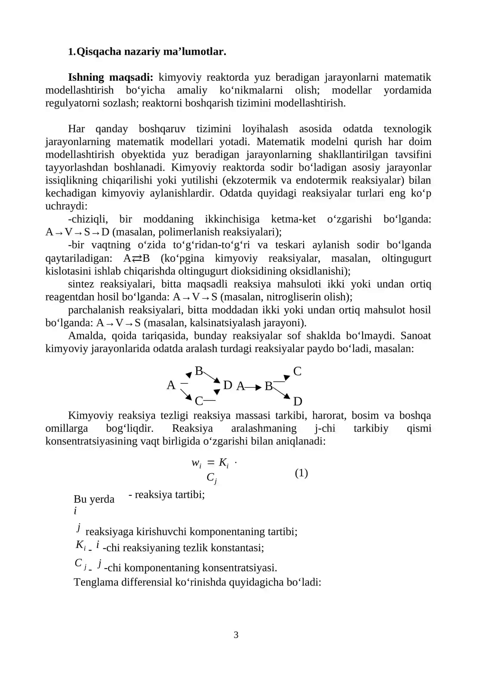 GIDRODINAMIK JARAYONLARNI MODELLASHTIRISH KURS ISHI 3