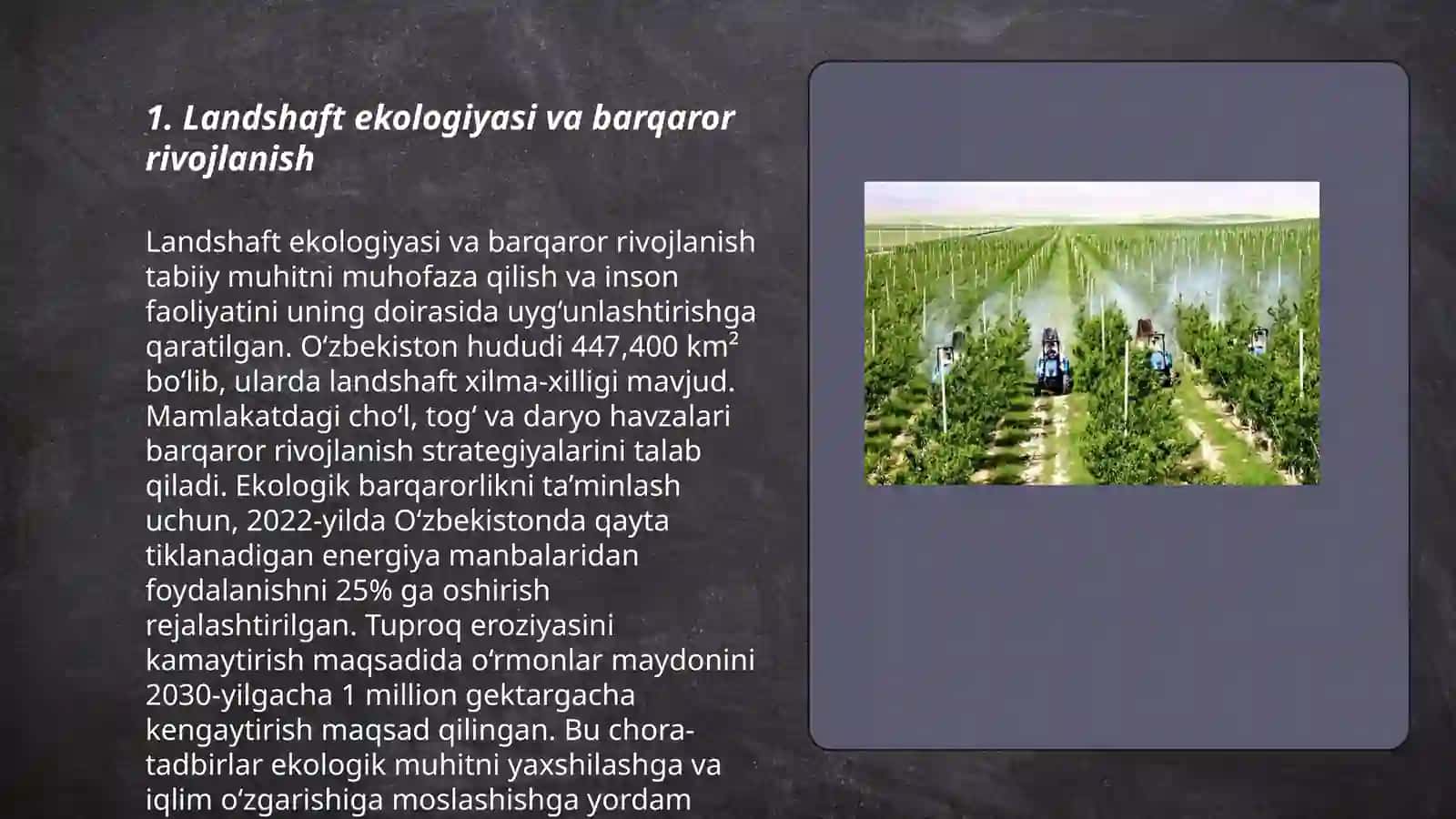 Landshaftlarni oʻrganishda modellashtirish va landshaftlarning maxsus faoliyati haqida maʼlumot 3