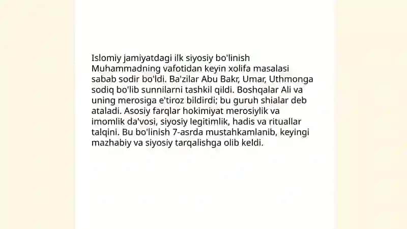 Islomdagi mazhablarning paydo boʻlishi 3