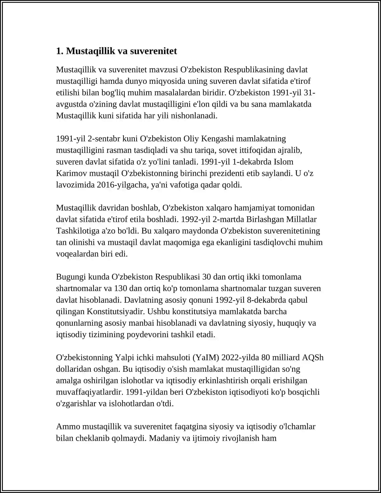 O'ZBEKISTON RESPUBLIKASI KONSTITUTSIYASI -ASOSIY QONUN 2024-2025-o'quv yili 3