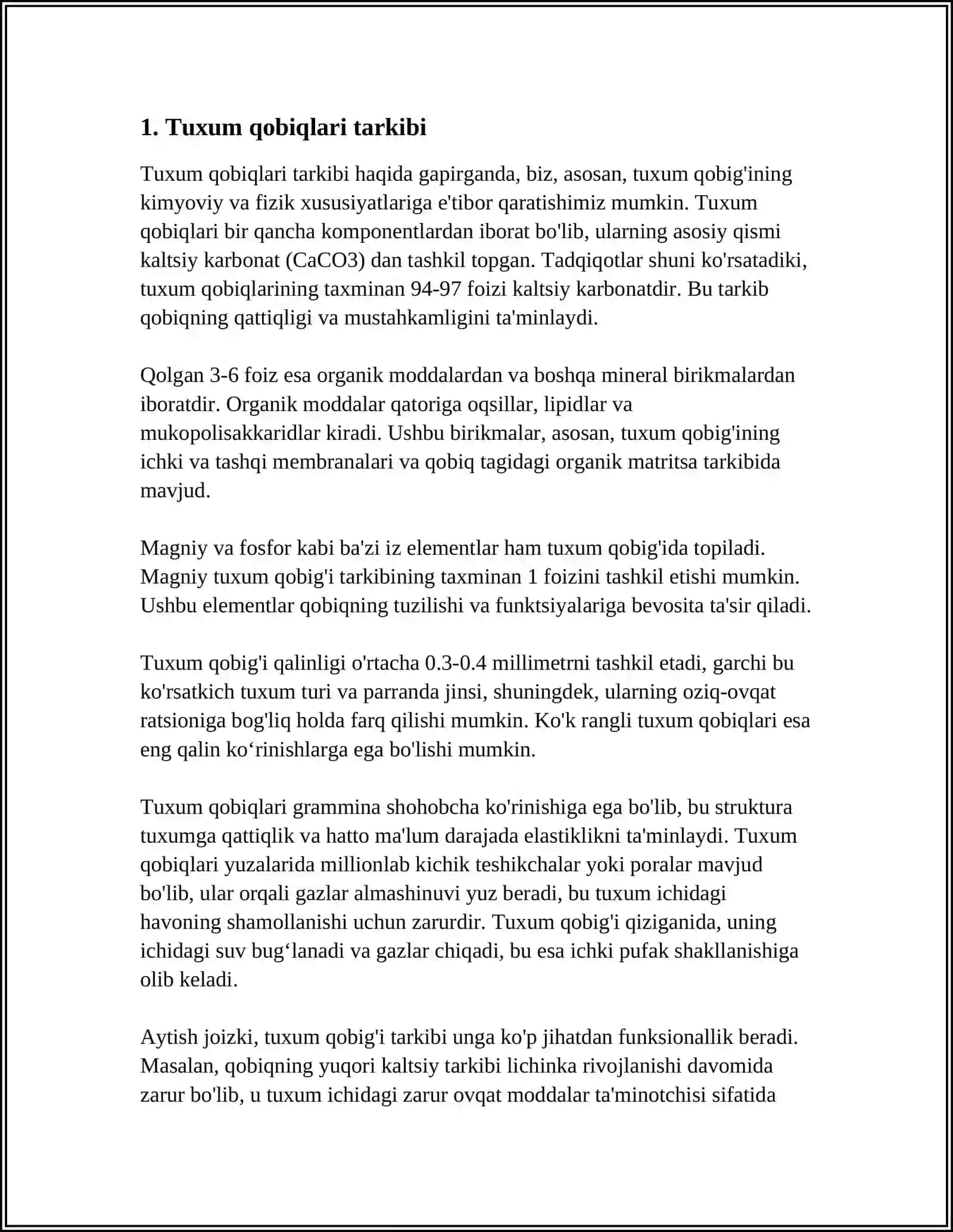 Tuxum qobiqlari tarkibi 3