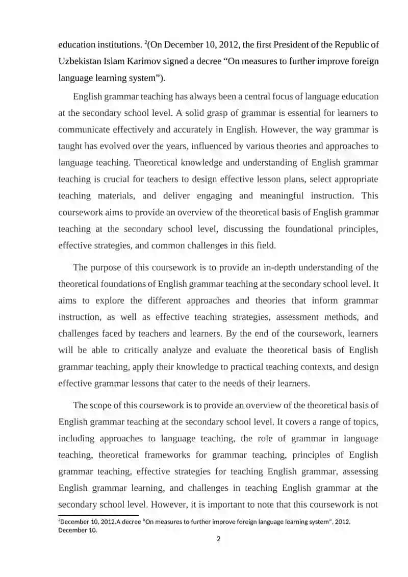 Theoretical Basis of English Grammar Teaching at Secondary School 3