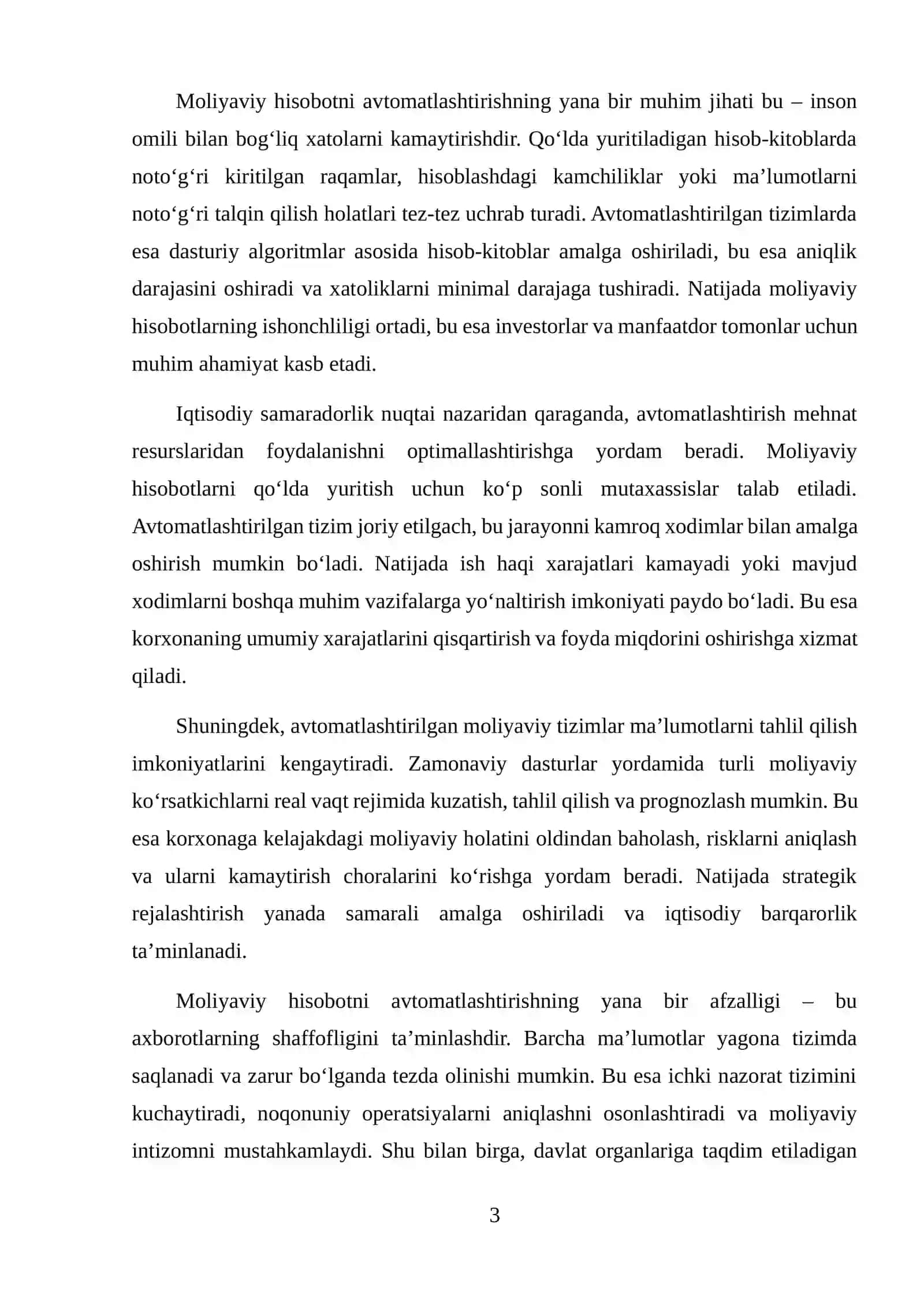 MOLIYAVIY HISOBOTNI AVTOMATLASHTIRISHNING IQTISODIY SAMARADORLIGI 3