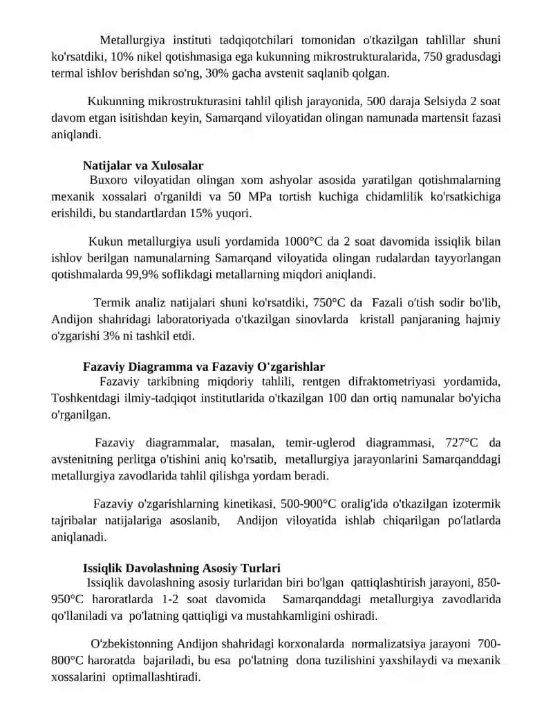 Kukun metallurgiyasi usulida olingan detallar qizdirib ishlov berish 3