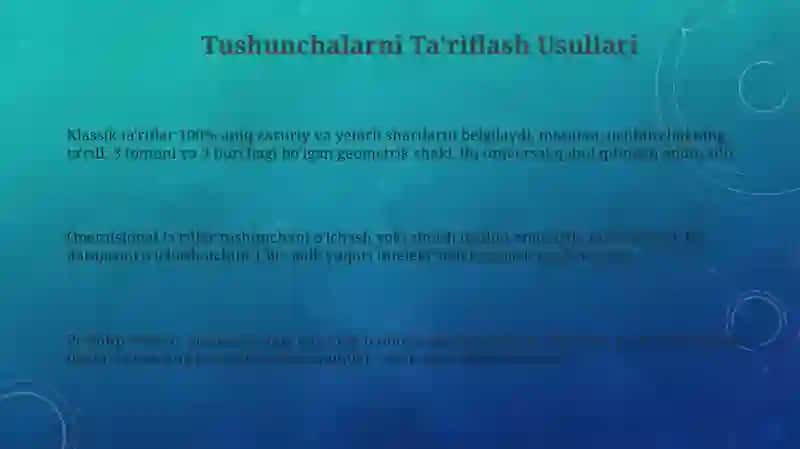 Tushunchalarni ta'riflashga oid misollar 3