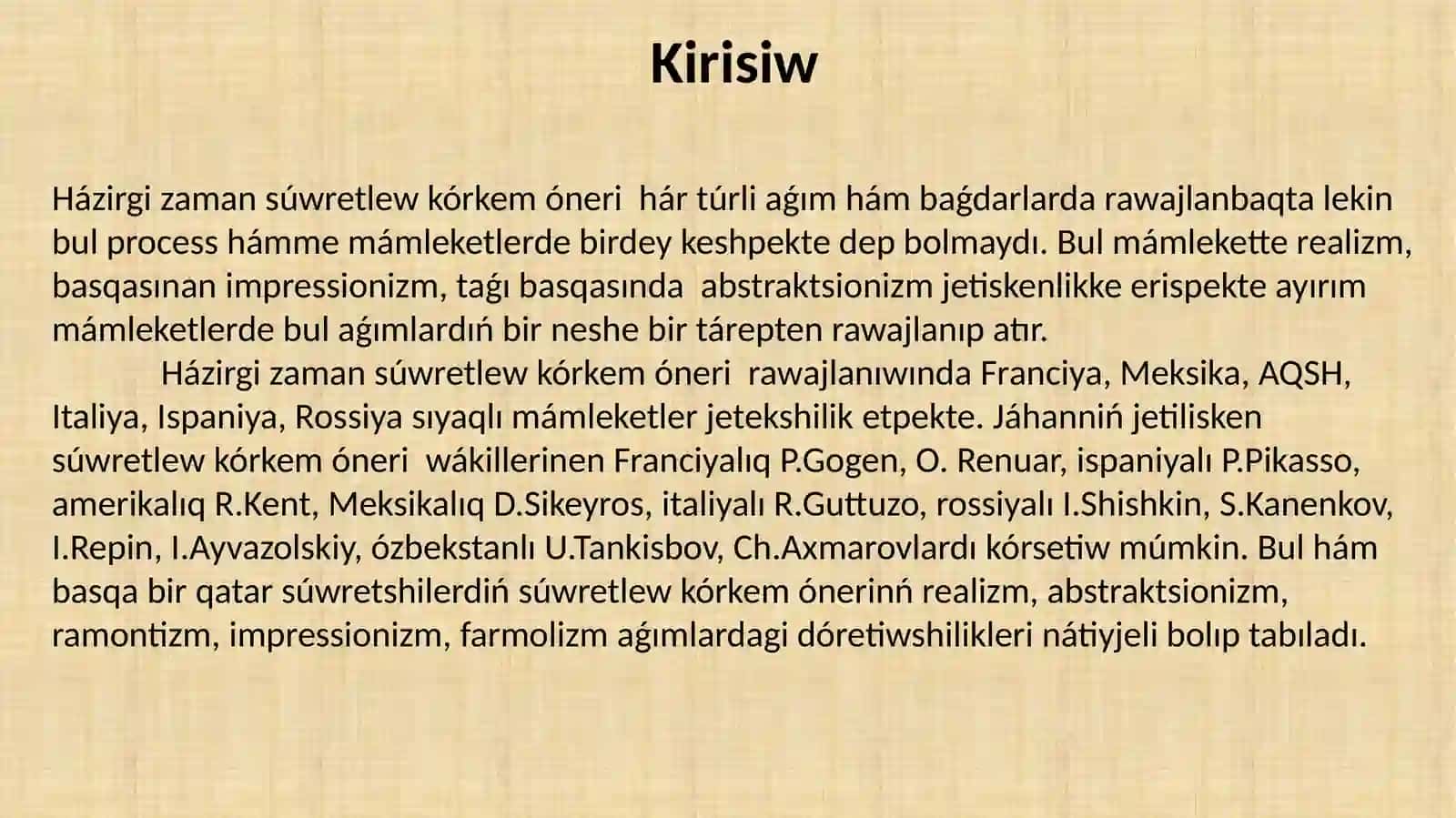 Evropa ulıwma bilim beriw mekteplerindesúwretlew ónerin oqıtıw metodikası 3