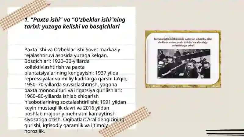 Paxta ishi, O'zbeklar ishi 3