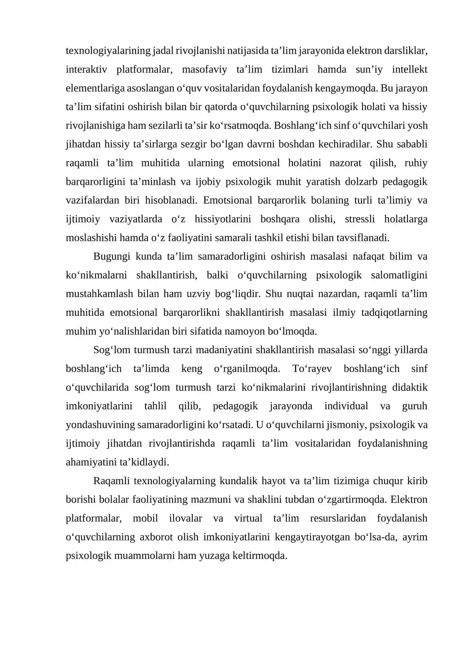 RAQAMLI TA’LIM MUHITIDA BOSHLANG‘ICH SINF O‘QUVCHILARINING EMOTSIONAL BARQARORLIGINI SHAKLLANTIRISH 3
