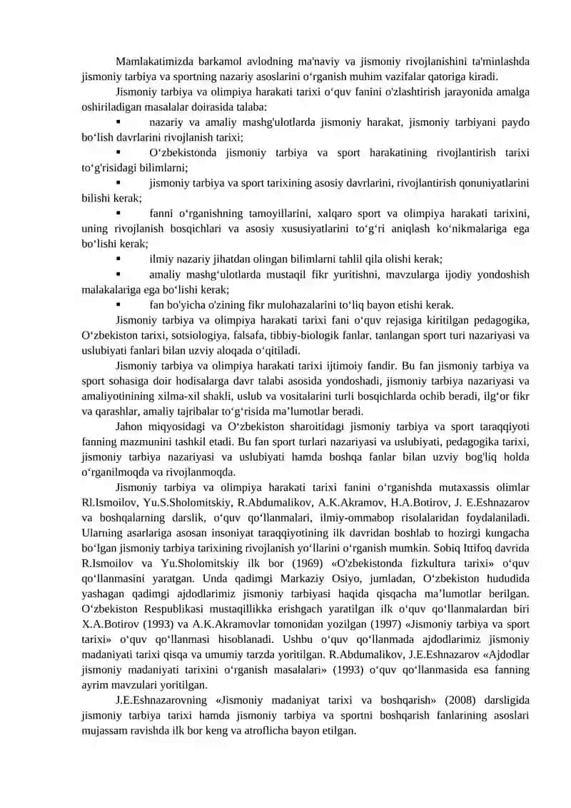 JISMONIY TARBIYA VA OLIMPIYA HARAKATI TARIXI FANIGA 3