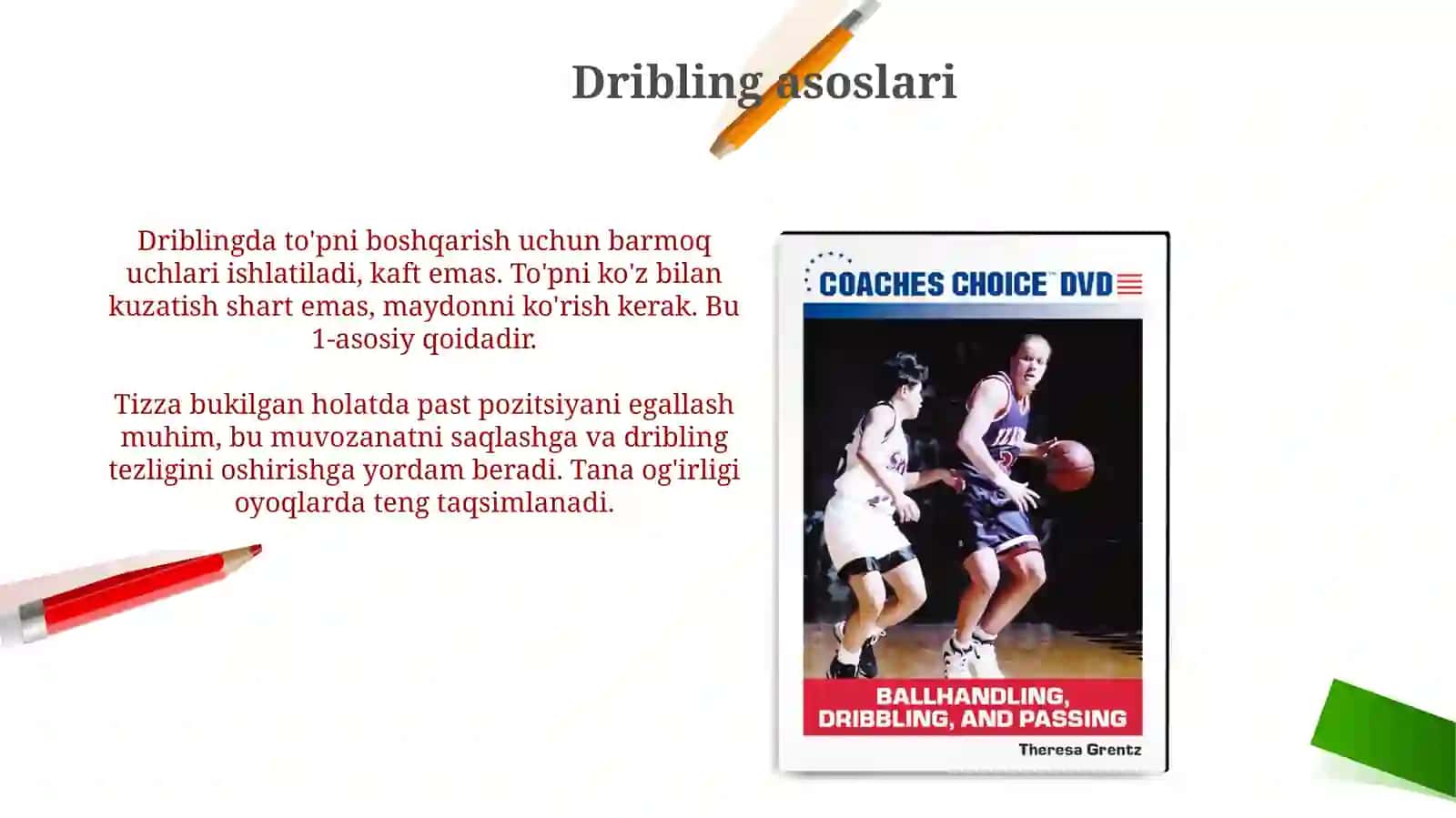 Basketbol oʻyinida toʻpni olib yurish vauzatishtexnikasi 3