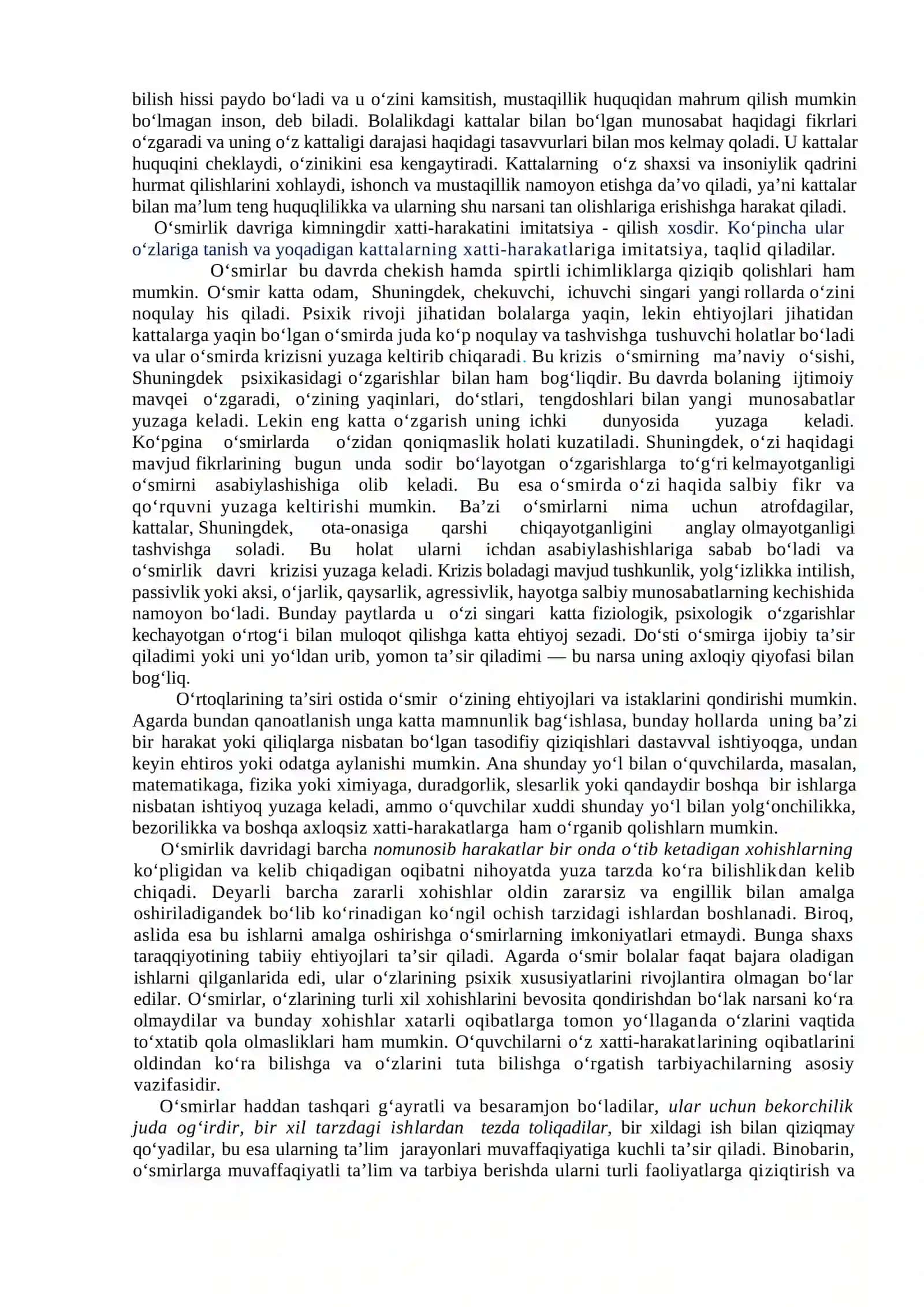 O’SMIRLIK DAVRI, O’SPIRINLIK DAVRIDA PSIXIK RIVOJLANISH XUSUSIYATLARI 3