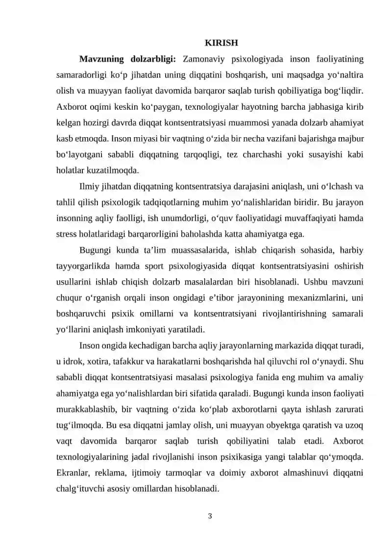 Diqqat kontsentratsiyasini eksperimental o'rganish 3