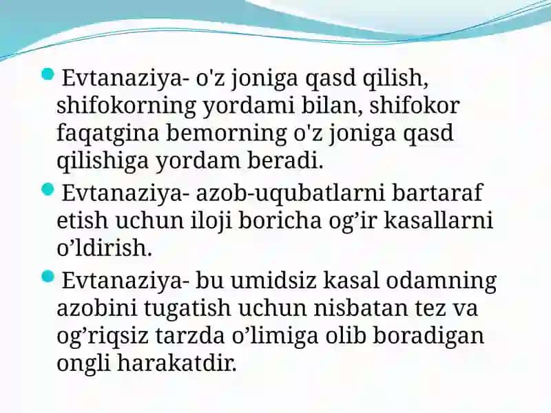 Evtanaziya Muammolari 3