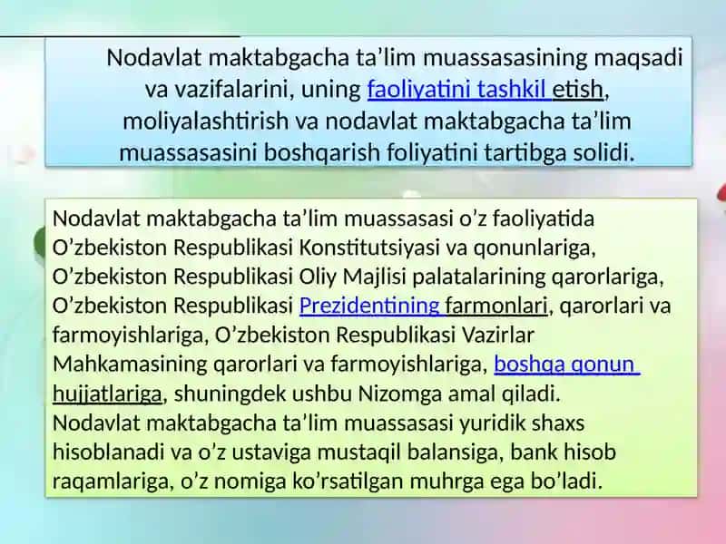 Nodavlat maktabgacha ta’lim tashkilotlari ini tashkilotish 3