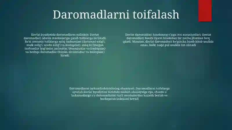 Davlat Byudjeti Daromadlari Hisobining Xususiyatlari 3