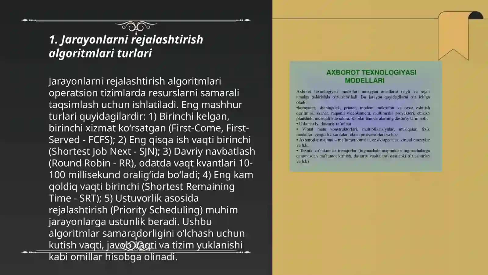 Jarayonlarni rejalashtirish algoritmlari 3